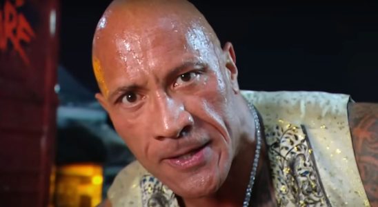 The Rock angry and looking at the camera