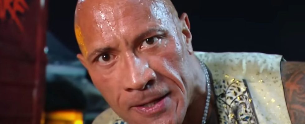 The Rock angry and looking at the camera