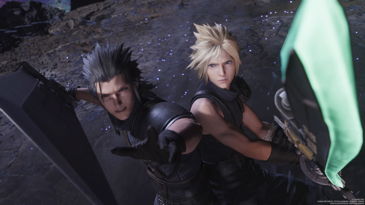 Une image de Zack Fair et Cloud Strife combattant côte à côte dans Final Fantasy 7 Rebirth. 