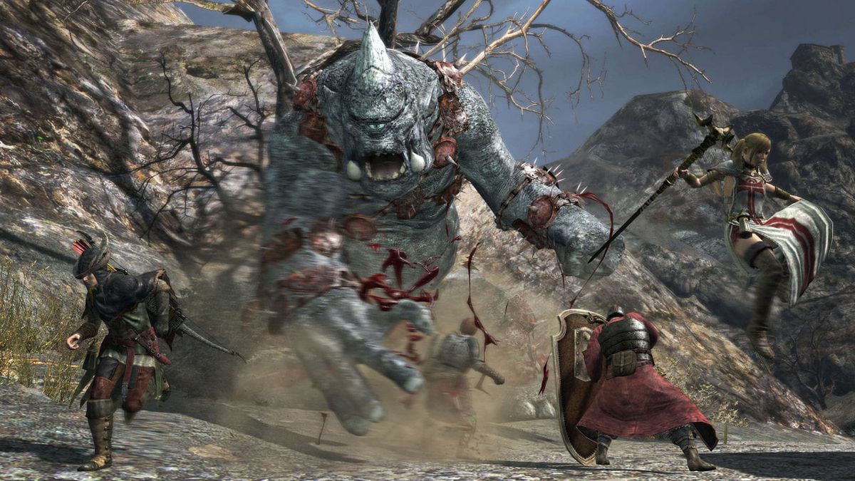 Un groupe de combattants affronte un cyclope géant dans une capture d'écran de Dragon's Dogma Online