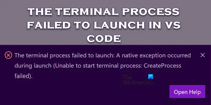 Le processus du terminal n'a pas pu se lancer dans VS Code