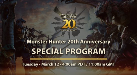Le programme spécial du 20e anniversaire de Monster Hunter est prévu pour le 12 mars