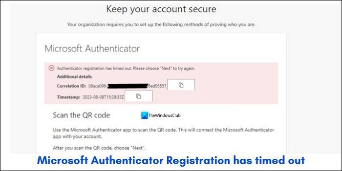 L'enregistrement de Microsoft Authenticator a expiré