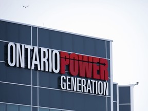 La signalisation d'Ontario Power Generation est visible au Darlington Power Complex, à Bowmanville, en Ontario, le vendredi 31 mai 2019.