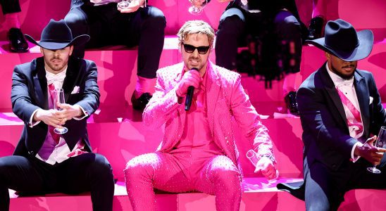 Ryan Gosling performs 'I'm Just Ken' from "Barbie" at the 96th Annual Oscars held at Dolby Theatre on March 10, 2024 in Los Angeles, California.