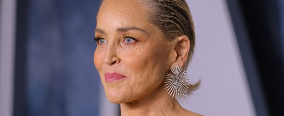 BEVERLY HILLS, CALIFORNIA - MARCH 12: Sharon Stone attends the 2023 Vanity Fair Oscar Party Hosted By Radhika Jones at Wallis Annenberg Center for the Performing Arts on March 12, 2023 in Beverly Hills, California. (Photo by Amy Sussman/Getty Images)