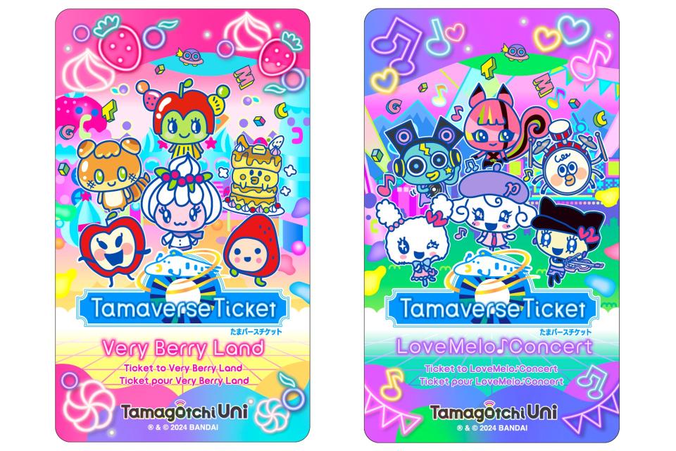 Images promotionnelles pour les billets Tamagotchi Uni Tamaverse pour le concert Very Berry Land et LoveMelo