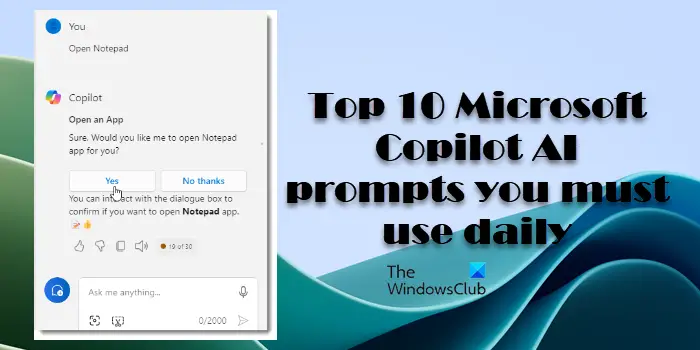 Top 10 des invites Microsoft Copilot AI que vous devez utiliser quotidiennement