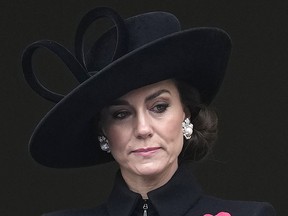 Kate, princesse de Galles, de Grande-Bretagne, assiste au service du dimanche du Souvenir au cénotaphe de Whitehall à Londres, le dimanche 12 novembre 2023.